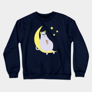 Cute Cat Looks At Stars Crewneck Sweatshirt